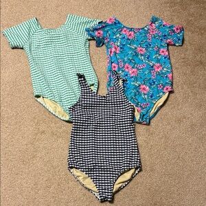 Lands' End Girls Bathing suit Lot size L 10/12 - Navy, Green, Teal, Floral